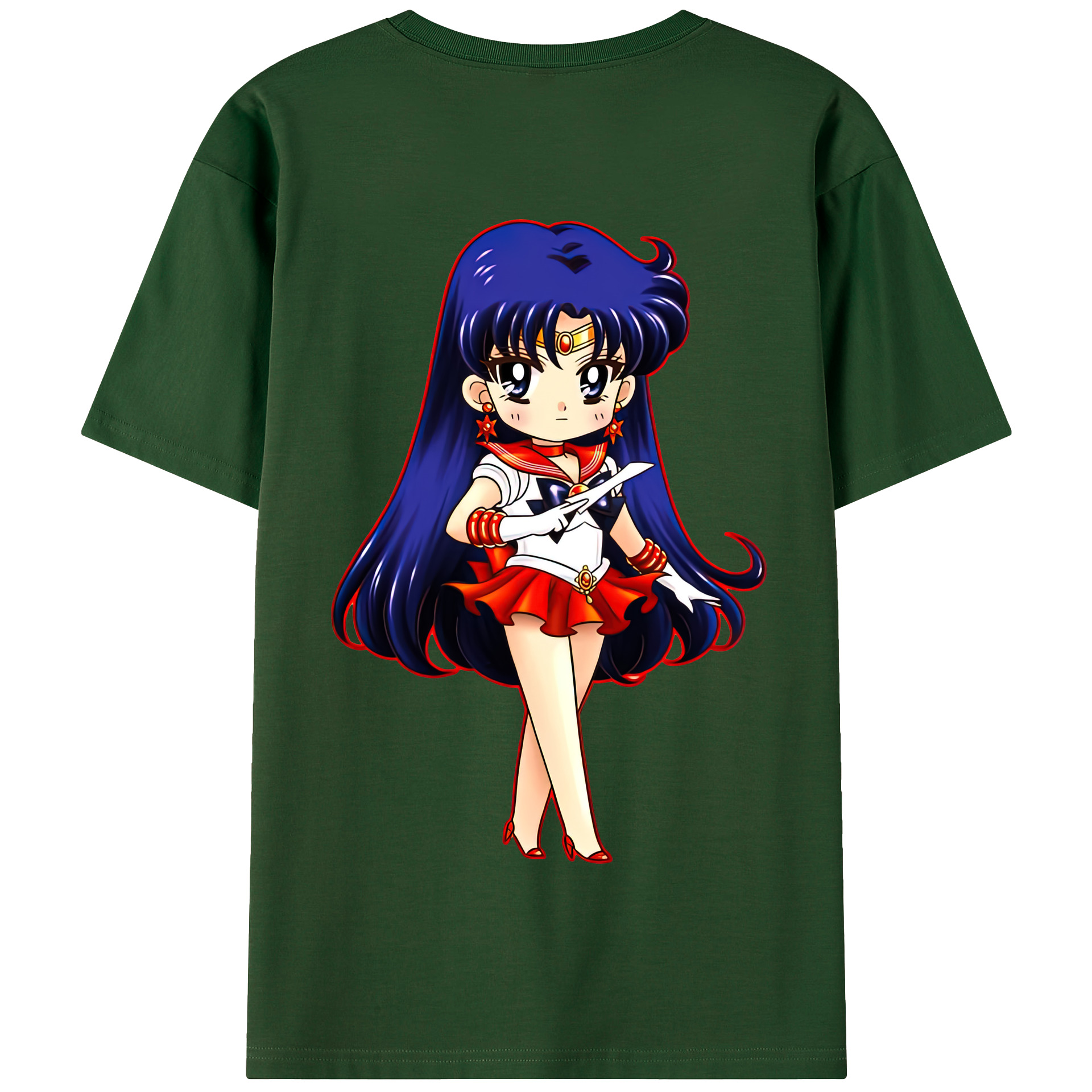 （画像用） 美少女戦士セーラームーン 火野レイ ひの レイ Sailor Moon Hino Rei （セーラーマーズ,Sailor Mars） 綿100％半袖Tシャツ（背面プリント）